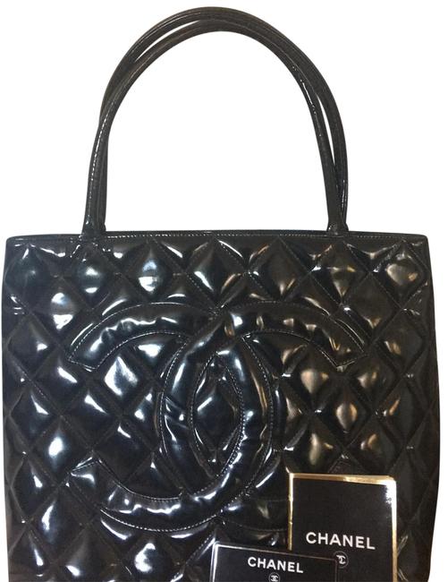 Chanel Tote Hans Black Enamel Satchel 