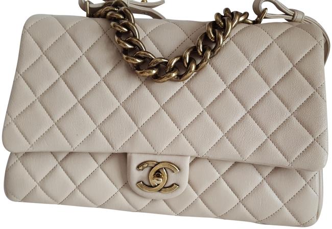 Chanel Trapezio Beige Sheep Skin Satchel 