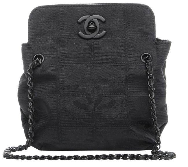 Chanel Travel Ligne Cc Small Mini Sport Pochette Black Nylon Satchel 