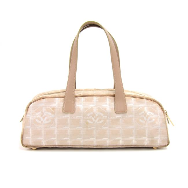 Chanel Boston Travel Line Jacquard Mini Beige Nylon Hobo Bag 