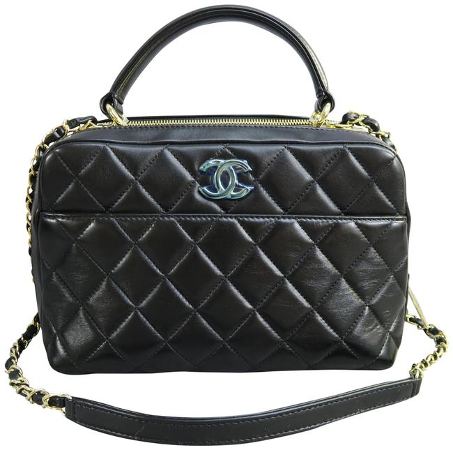 Chanel Bowling Bag Trendy Cc Black Lambskin Leather Satchel 