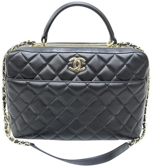 Chanel Bowling Bag Trendy Cc Large Black Lambskin Leather Satchel 