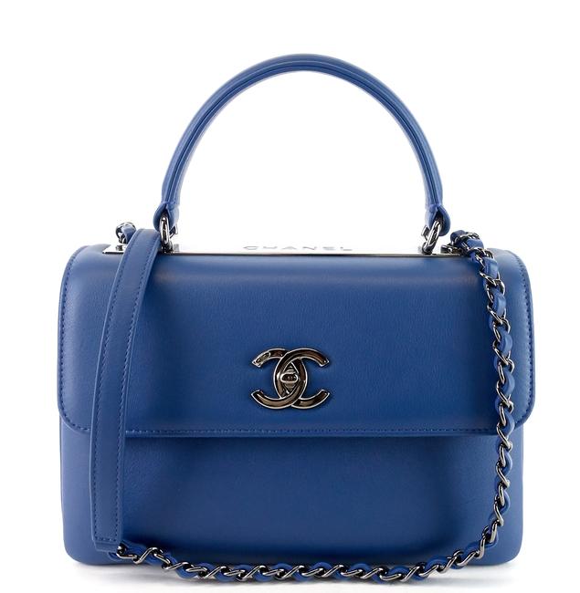 Chanel Trendy Cc Top Handle Small Blue Calfskin Leather Satchel 