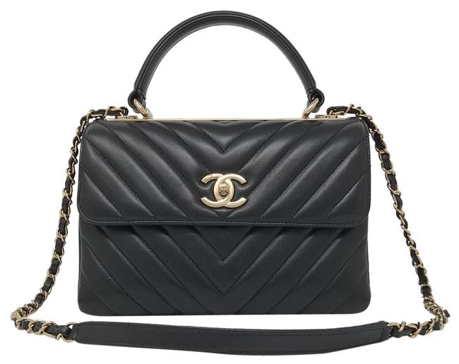 Chanel Trendy Cc Unused Black Lambskin Leather Satchel 