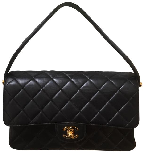Chanel Two Faced Black Lambskin Leather Satchel 