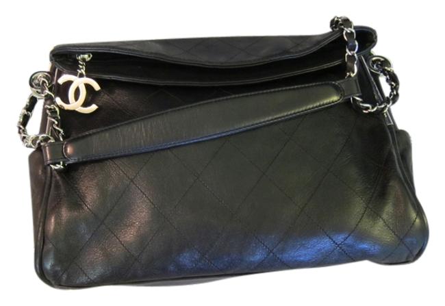 Chanel Ultimate Soft Lambskin Silver Hw Black Leather Hobo Bag 