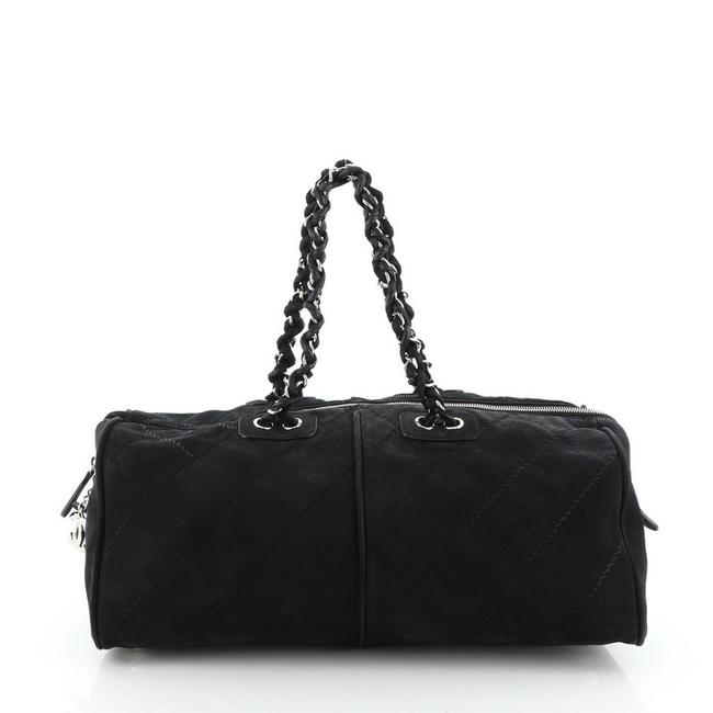 Chanel Ultimate Stitch Weekender Quilted Medium Black Nubuck Satchel 