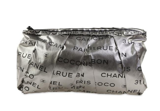Chanel Unlimited Line Silver Nylon Clutch 