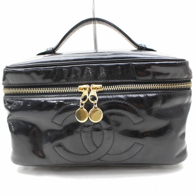 Chanel Vanity Case 867961 Black Patent Leather Satchel 