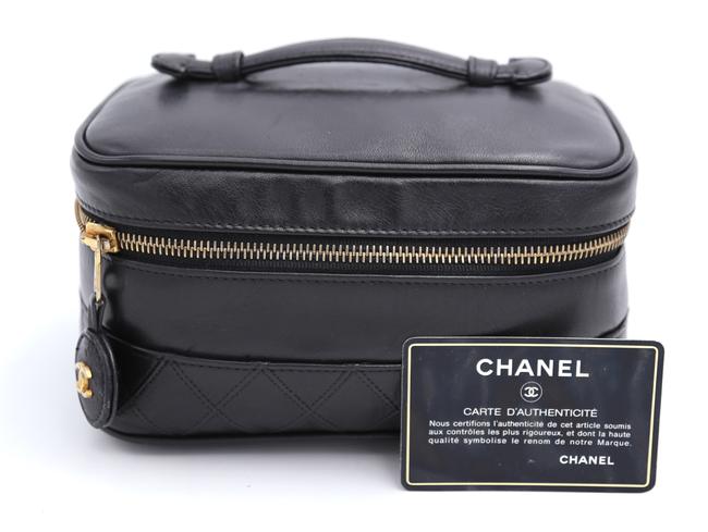 Chanel Vanity Case Black Leather Satchel 