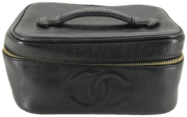 Chanel Vanity Case Caviar 869913 Black Leather Clutch 