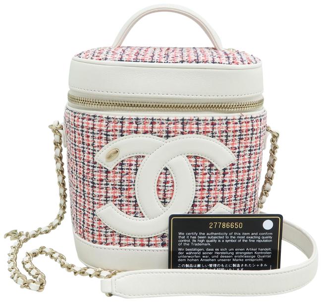 Chanel Vanity Case Fabric Multicolor Tweed &amp Calfski Satchel 