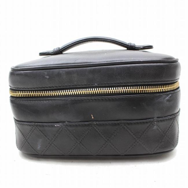 Chanel Vanity Case Quilted Lambskin Tote 869256 Black Leather Satchel 