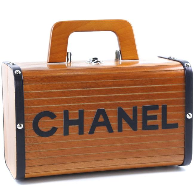 Chanel Vanity Ladies Handbag Brown Wood Satchel 