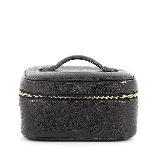 Chanel Cosmetic Case Vintage Cc Caviar Black Leather Satchel 