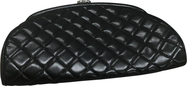 Chanel Vintage Classic Black Calfskin Leather Clutch 