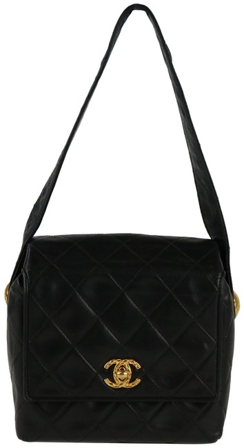 Chanel Vintage Small Black Lambskin Satchel 