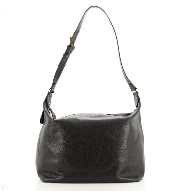 Chanel Vintage Timeless Caviar Large Black Leather Hobo Bag 