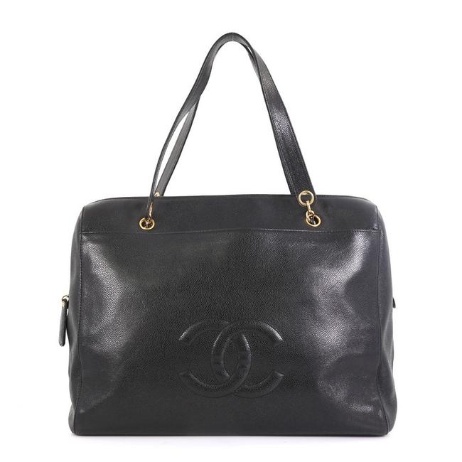 Chanel Vintage Timeless Caviar Large Black Leather Satchel 