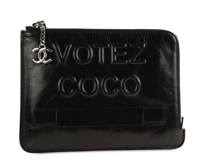 Chanel Votez Coco Black Leather Clutch 
