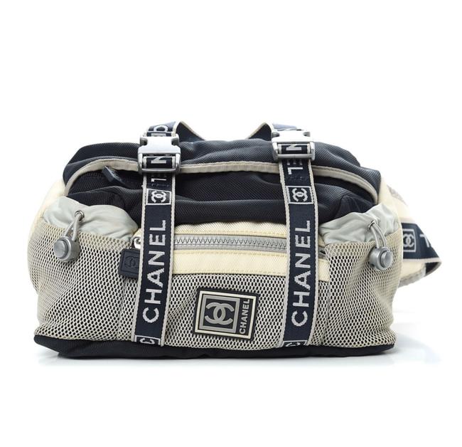 Chanel Waist Bag Mesh Nylon Sportline Navy White Satchel 