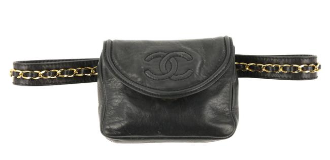 Chanel Waist Bag Mini Cc Quilted Black Leather Clutch 