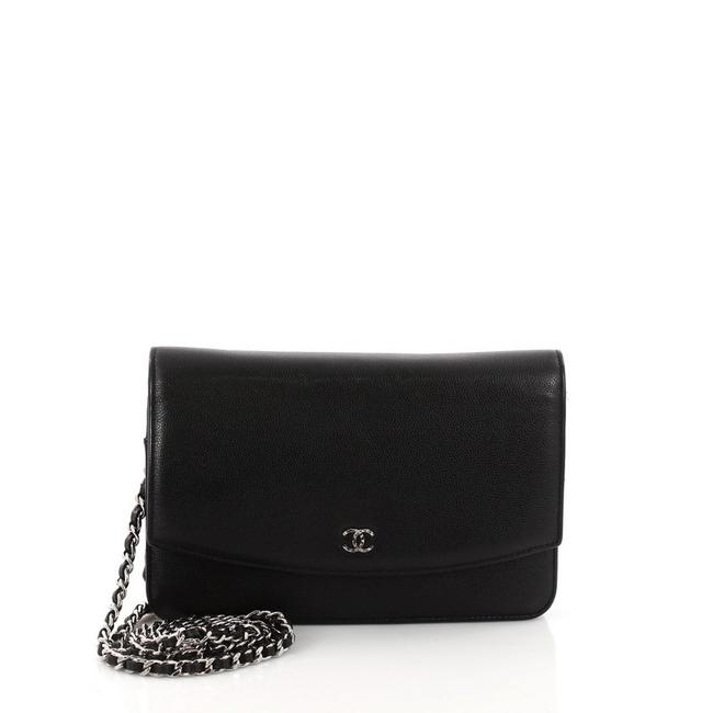 Chanel Wallet on Chain Black Caviar Leather Clutch 