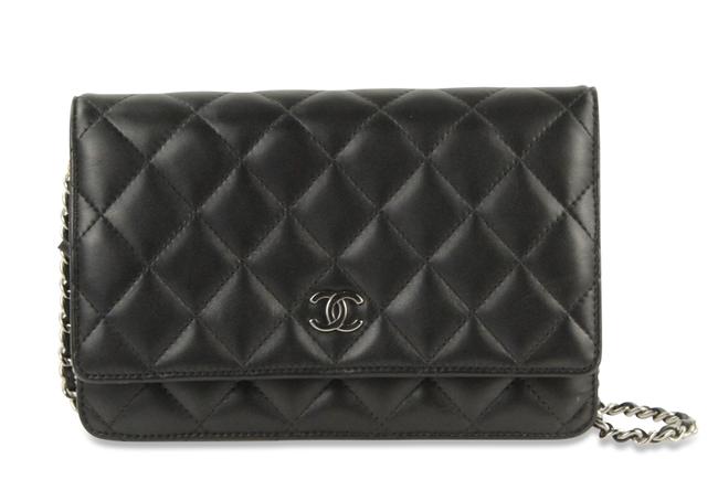 Chanel Wallet on Chain Black Lambskin Leather Clutch 