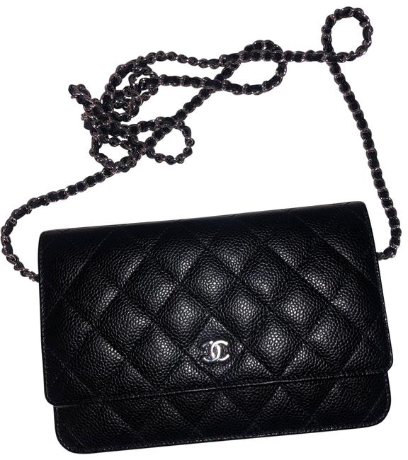 Chanel Wallet on Chain Caviar Black Leather Clutch 