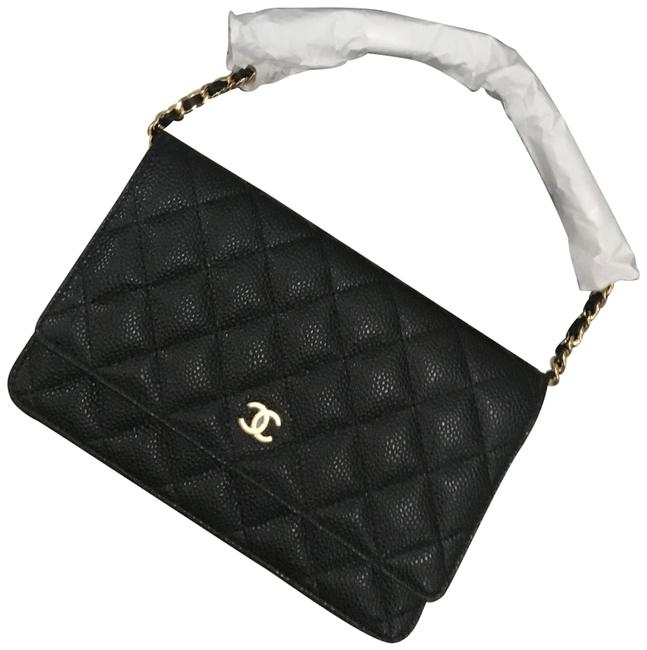 Chanel Wallet on Chain Classic Flap Caviar Black Leather Clutch 