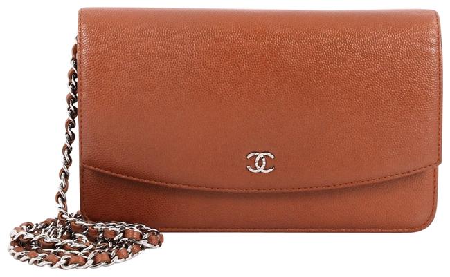 Chanel Wallet on Chain Dark Orange Caviar Leather Clutch 