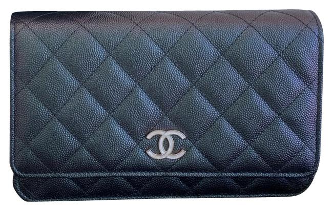 Chanel Wallet on Chain Iridescent Black Green Blue Unicorn Leather Clutch 