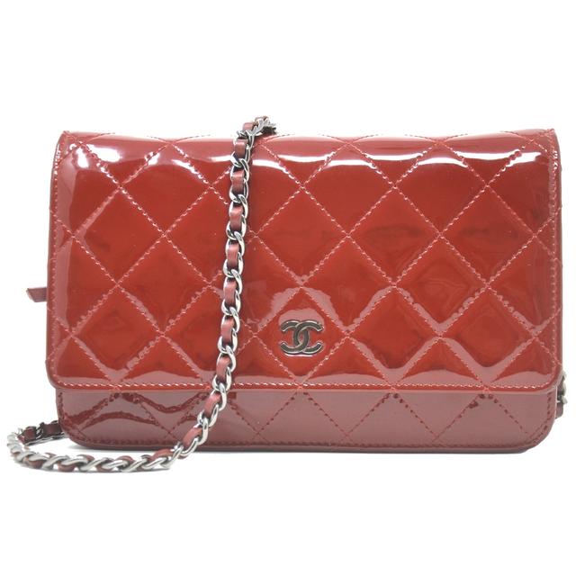 Chanel Wallet on Chain Patent Woc Red Leather Clutch 