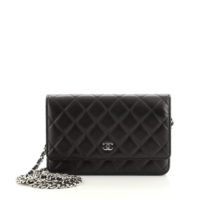 Chanel Wallet on Chain Quilted Lambskin Black Leather Clutch 