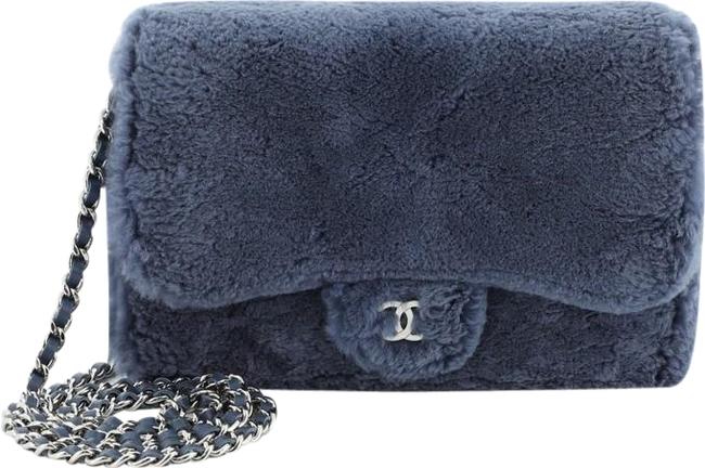Chanel Wallet on Chain Rex Blue Rabbit Fur Satchel 