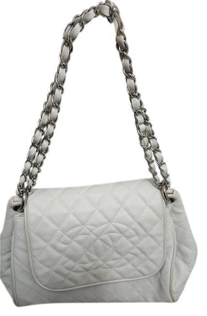 Chanel White Leather Hobo Bag 