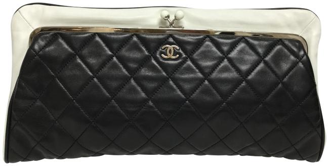 Chanel White Purse Black Leather Clutch 
