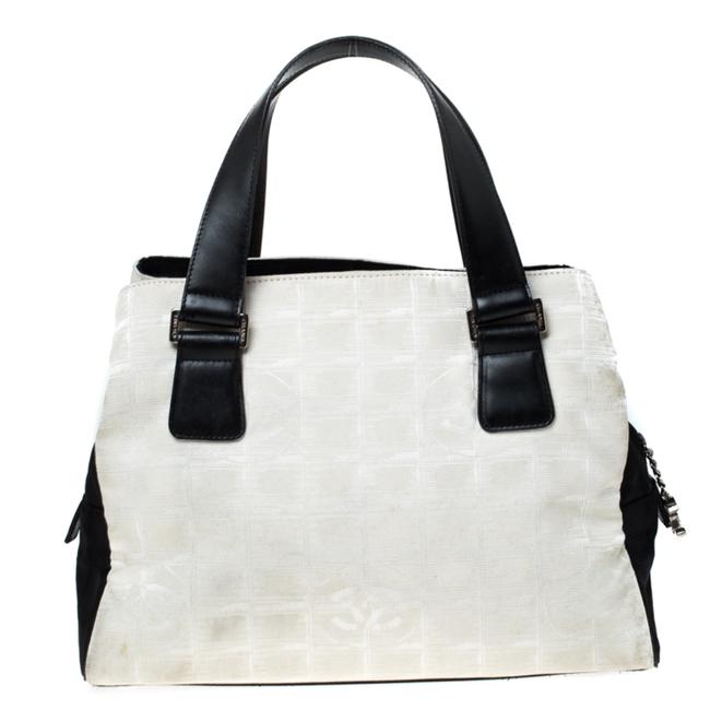 Chanel White Black Travel White Nylon Satchel 