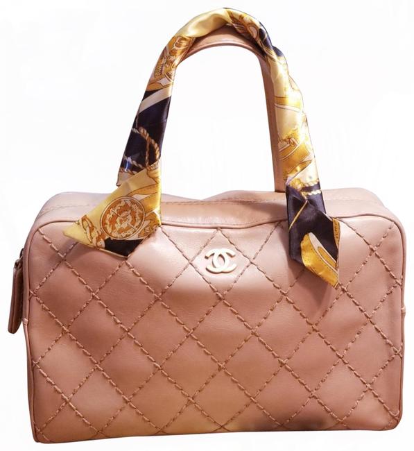 Chanel Wild Stitch Beige White Leather Satchel 