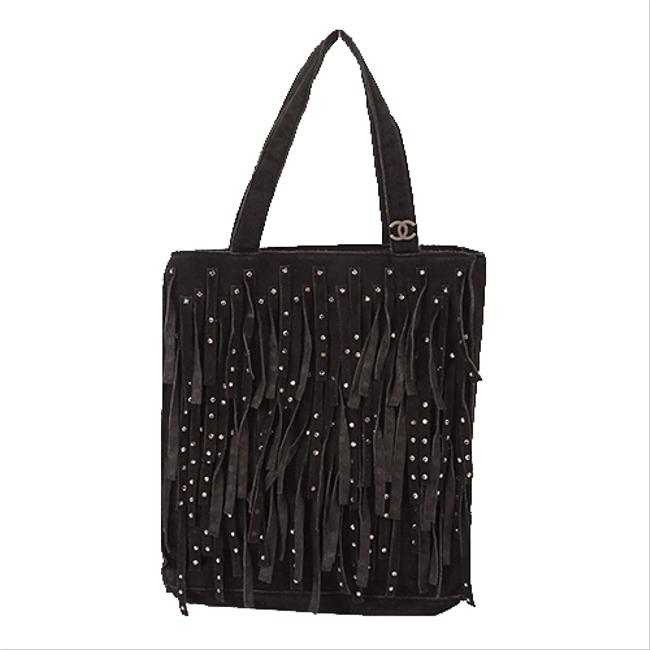 Chanel Women's Handbag Black Suede Satchel 