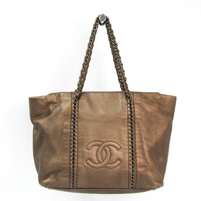 Chanel Women's Handbag Bronze Leather Satchel 