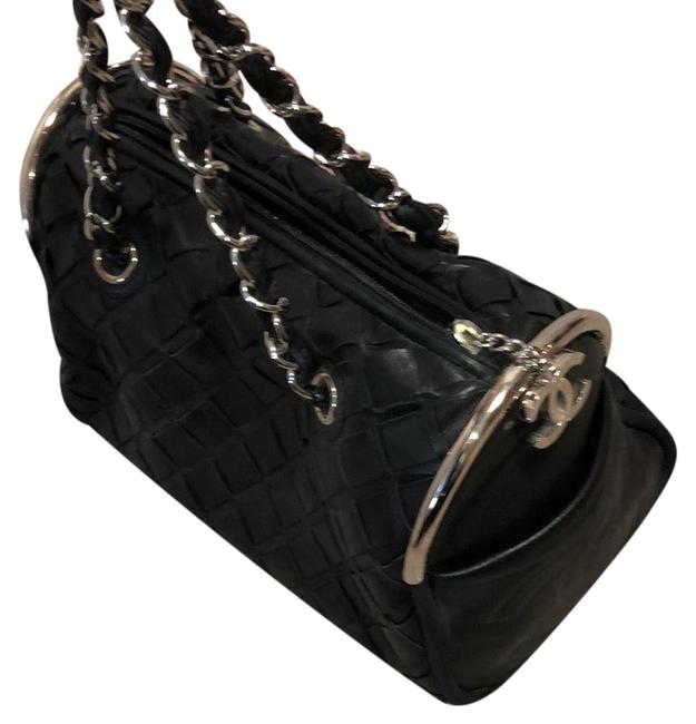 Chanel Woven Black Lambskin Leather Satchel 