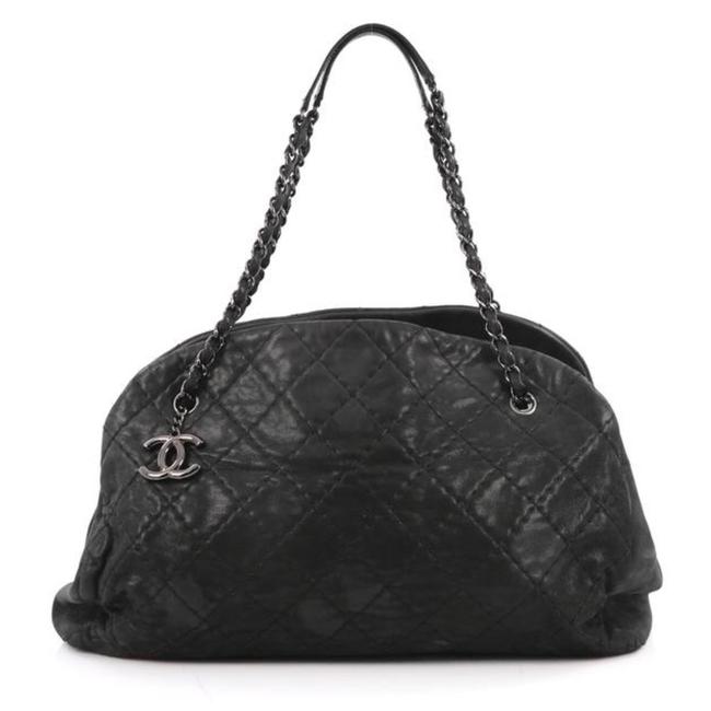 Chanel XL Handbag with Chain Black Leather Satchel 