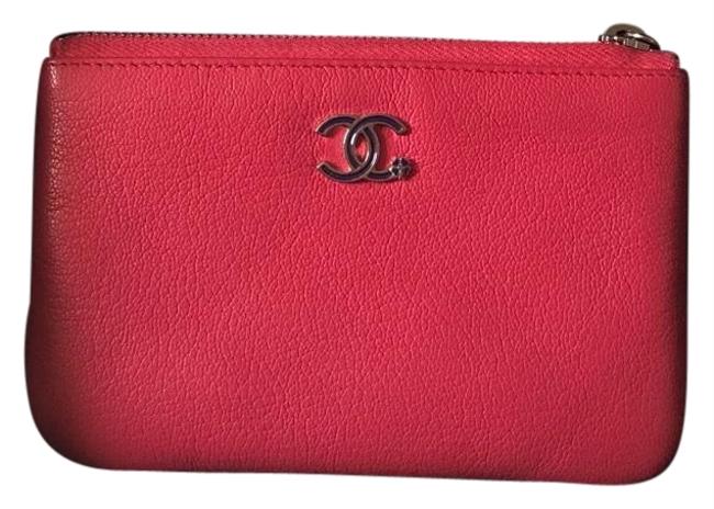 Chanel Zip Pouch Pink Goatskin Clutch 