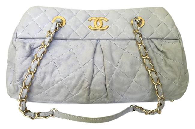 Chanel Zip Top Grey Calfskin Leather Satchel 