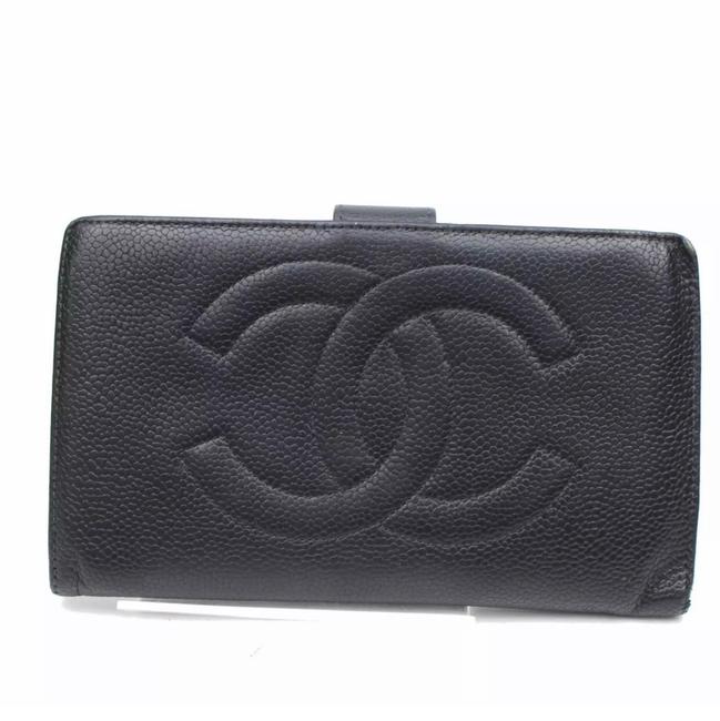 Chanel Wallet Caviar Black Leather Clutch 