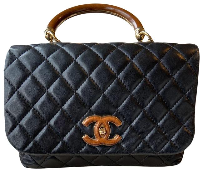 Chanel 2018 On Wood Handbag Black Calfskin Leather Shoulder Bag 