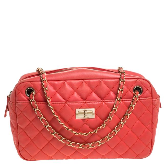 Chanel 255 Reissue Camera Coral Quilted Orange Leather Shoulder Bag 