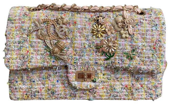 Chanel 255 Reissue Classic Flap Garden Party Multicolor Tweed Shoulder Bag 