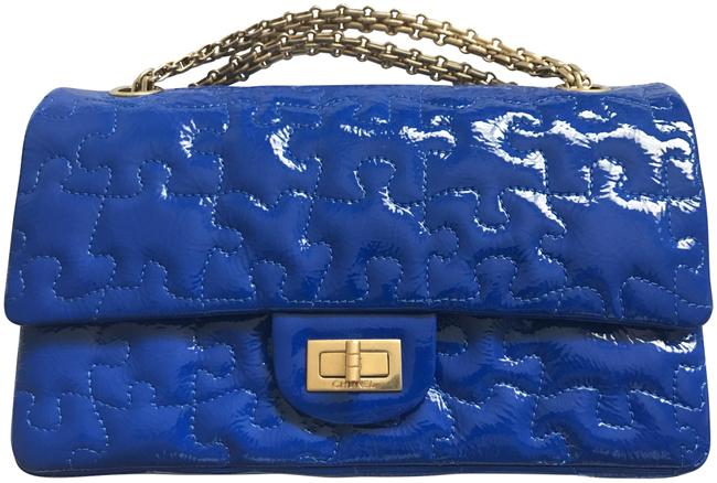 Chanel 255 Reissue Puzzle Blue Patent Leather Shoulder Bag 